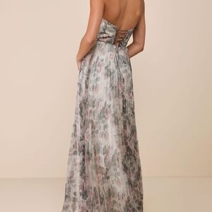 NWT Lulus Floral Strapless Maxi Dress